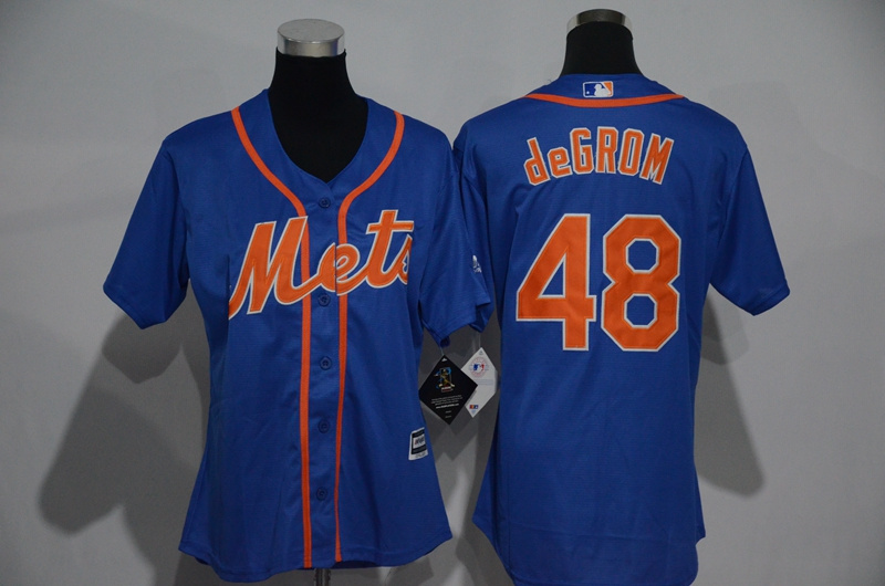 Womens 2017 MLB New York Mets #48 deGrom Blue Jerseys